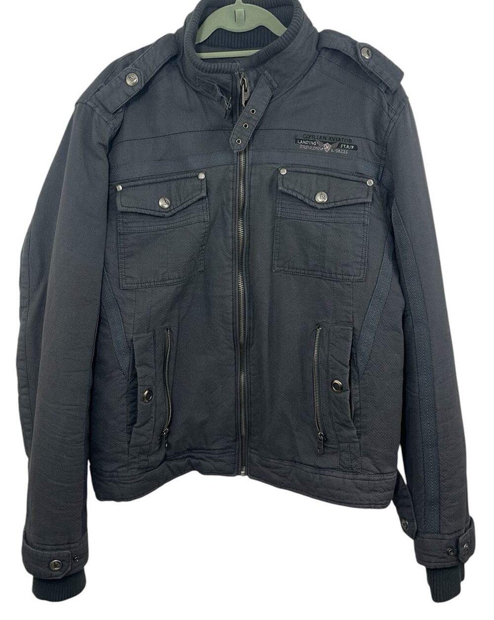 XIOS Gray Military Aviator Chore Field 2XL Outdoor Jacket Utility Men’s Zipper